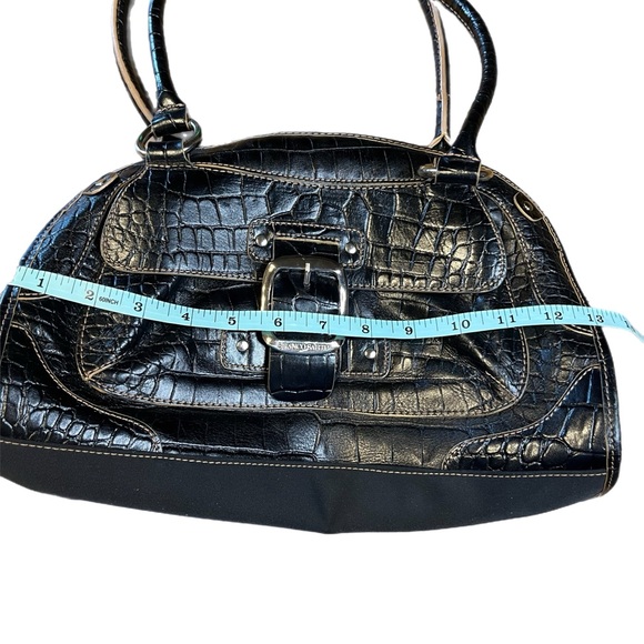 Franco Sarto faux alligator design handbag black 90’s 90210 like new condition - Picture 4 of 8